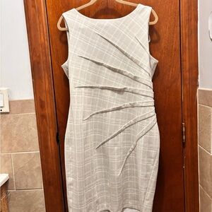 Calvin Klein Plaid Cream Midi Dress